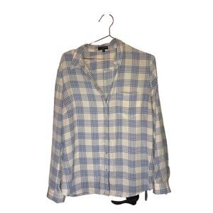 The Limited Ashton Plaid Roll Tab Blouse - Size XL